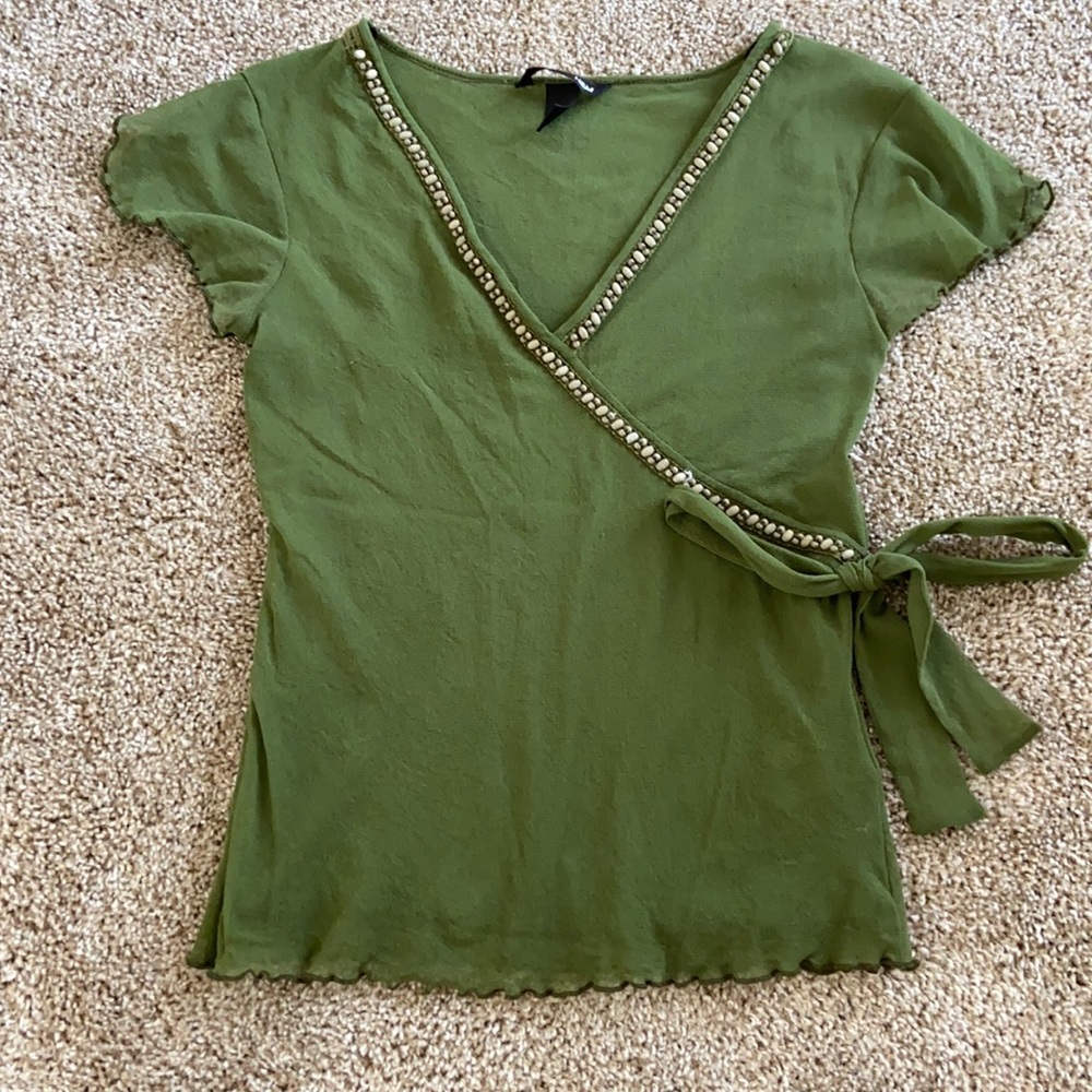 Green cross wrap top